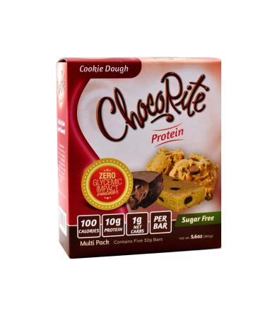 ChocoRite Protein Bars in Cookie Dough Flavor Healthy Chocolate Keto Snacks with Protein 1g Sugar and Low Carbs Multi Pack Box (5 Bars x 32grams)