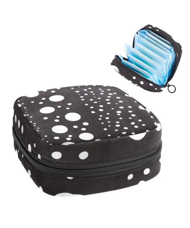 Women's bonds storage pockets Stillpad holder black white polka dot pattern portable period kit bag feminine product bag for women girls color2