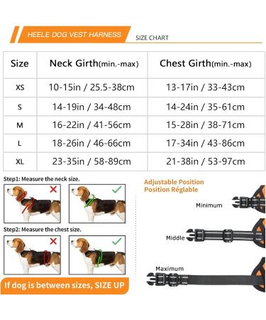 Heele Adjustable No-Pull Dog Harness for Large Dogs | Reflective Breathable Padded Handle | XL University Orange (53-97cm) - Buy Online on GoSupps.com