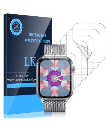 LK 6 Pack Screen Protector for Apple Watch 40mm SE/Series 4/5/6 and Apple Watch 38mm Series 3/2/1- Bubble-Free Scratch-resistant iWatch 38mm/40mm Flexible TPU Clear Film (UF-001)