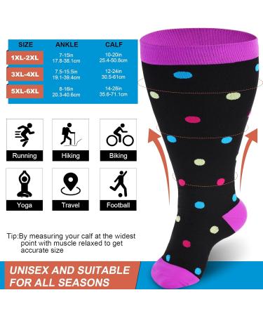 Ancrina Oversize Compression Stockings for Men & Women - Size 5XL-6XL - Ideal for Sports Running Air Travel & Cycling - Black Dot Design - Buy Online on GoSupps.com