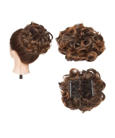 Hair Bun Hairpiece for Women Synthetic Large Comb Clip In Curly Hair Extension Chignon Hair Pieces Women Updo Cover Hairpiece Extension Hair Bun Hair Chignons(4T30)