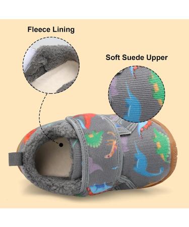 JOINFREE Baby Girl First Walking Shoes - Anti-Slip Plush Boys Slipper Shoes - Cozy Toddlers Shoes - 8.5/9 UK Child - Grey Dinosaur - Buy Online on GoSupps.com