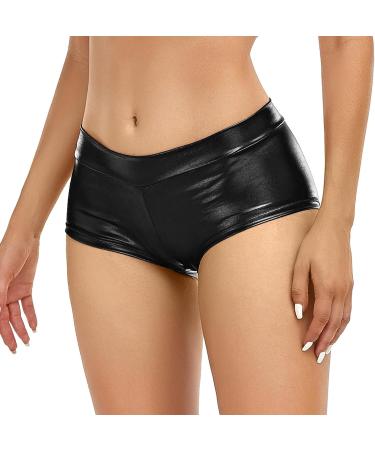 Javly Women's Metallic Rave Booty Shorts - X-Small Black | Halloween Clubwear - Buy Online on GoSupps.com