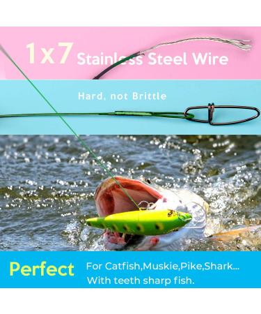 Scotank Fishing Leaders - 40LB 60PCS Green Stainless Steel Wire with Swivels Snap Connect - Fishing Gear and Equipment Tackle Kit for Lures Bait Rig - Ideal Fishing Gift - Buy Online on GoSupps.com