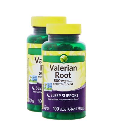 KP+ Valerian Root 500 mg Capsules | Natural Sleep Support & Relaxation Aid | 100 Vegetarian Capsules | Non-GMO Herbal Supplement | Pack of 2