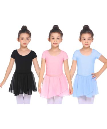 Arshiner Girls Ballet Skirts Dance 3 Pack Chiffon Wrap - Black/Pink/Blue - Size 8-9 Years - Buy Online on GoSupps.com