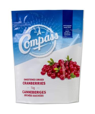 Compass Dried Cranberries 1000 Grams - Juicy Superfruit Packed with Nutrients