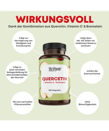 Quercetin High Dose with Vitamin C & Bromelain - Vegan 180 Capsules - Immune Support & Antioxidant - Buy Online on GoSupps.com