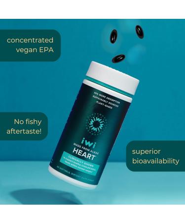Iwi Life Heart Omega-3 60 Softgels (30 Servings) Vegan Plant-Based Algae Omega Fatty Acids + EPA Heart Health Support Dietary Supplement Krill & Fish Oil Alternative No Fishy Aftertaste - Buy Online on GoSupps.com
