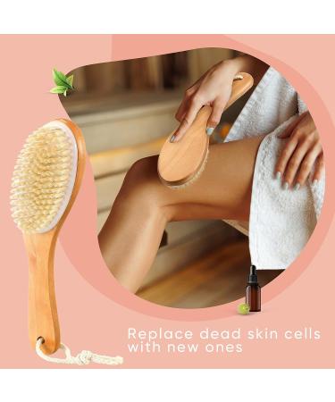 2-Piece Natural Boar Bristle Body Brush Set for Dry Skin Exfoliation - Buy Online on GoSupps.com