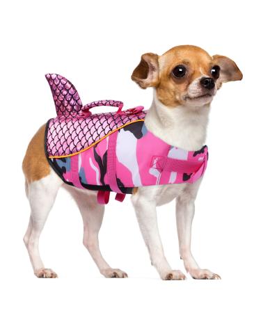 Cit toile Dog Wimming vest shark with a handle and reflective life jacket for small medium and large dogs Dog Life Jacket Protect Dogs Dogs while swimming in the sea/lake/river pink m m pink camo