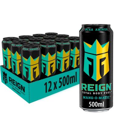 Reign Mang -O -Matic - caffeinated energy drink with mango taste - without sugar without calories and without dyes - in practical disposable doses (12 x 500 ml)