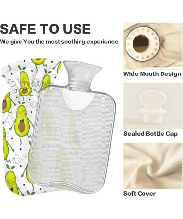 Naanle Cute Happy Avocado Heat Bottle - 1L Transparent Hot Water Bottle for Bed & Pain Relief | Hand & Feet Warmer | Heat & Cold Therapy - Buy Online on GoSupps.com