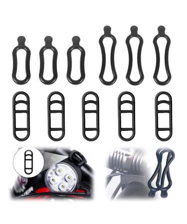 Feliciay 11 pieces Bicycle Stretch rubber rings flashlight rubber band bracket 360 degrees adjustable for LED bike light headlight flashlight steering rack holder