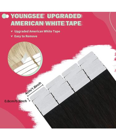 YoungSee 12 Ombre Tape in Human Hair Extensions - Natural Black to Dark Brown with Blonde - Remy Seamless Tape ins for Short Hair - 30g 20pcs - Pack of 1 - Buy Online on GoSupps.com