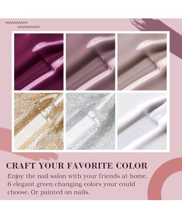 INPING Gel Nail Polish Set - 6 Colors Nude, Maroon, Burgundy, Red, Gray, Glitter - Soak Off UV/LED Nail Varnish for Women - DIY Nail Art Salon - Beauty Gifts - Buy Online on GoSupps.com