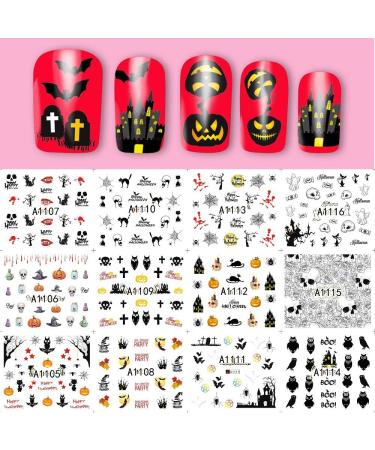 48 Sheets Halloween Nail Art Stickers - Spooky Pumpkin Bat Ghost & Skull Designs - Kalolary Water Transfer DIY Decals for Halloween Nail Decor - Buy Online on GoSupps.com