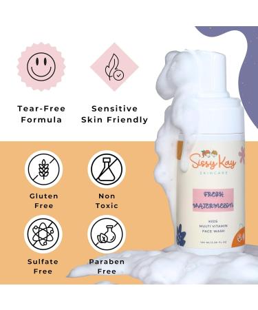 Kids Foaming Face Wash - Gentle Natural Cleanser with Vitamin C & E - Tear-Free Sensitive Skin Care for Girls & Boys - Watermelon 100ml - Buy Online on GoSupps.com