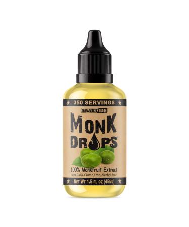 Monk Drops - 100% Monkfruit Liquid Sweetener, Zero Glycemic, Zero Calories, Zero Sugar, No Added Water, Concentrated Monk Fruit (350 Servings)  Original 1.5 Fl Oz (Pack of 1)