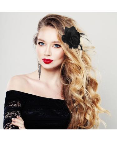 Molain Floral Hair Clip - Large Rose Bow Hairpin for Women & Girls | Fabric Feather Barrette for Stylish Hair Styling | Perfect for Parties - Buy Online on GoSupps.com