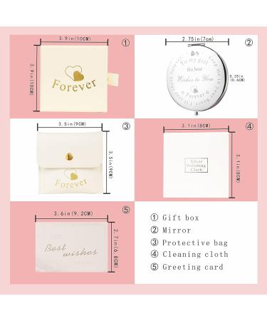 Melodiababy Handheld Makeup Mirror Gift for Daughter to Sister, 1x/2x Magnification Compact Mirror in Silver - Christmas & Valentine's Day Gift with Greeting Card (mb003) - Buy Online on GoSupps.com