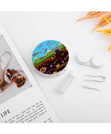 New Retro Video Game Round Case For Contact Lens Kit Storage Box with Mirror Printed - Buy Online on GoSupps.com