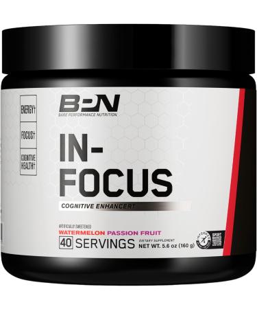 BARE PERFORMANCE NUTRITION, BPN in-Focus Brain Support Supplement, Improve Focus & Energy, Alpha GPC, Watermelon Passionfruit, 40 Servings