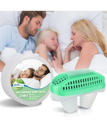 Anti Snoring Devices, Snore Stopper Air Purifier Filter Snoring Solution for Men Women Stop Snoring Nasal Dilator Nose Vents Plugs Comfortable Nasal to Relieve Snore Anti Snore for Better Sleep Green