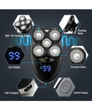 5 in 1 Electric Head Shaver for Bald Men - IPX7 Waterproof Adjustable & Rechargeable Razor | Unisex Hair Trimmer with 5 Floating Heads - Buy Online on GoSupps.com