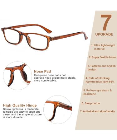 Okh Blue Light Blocking Glasses for Men & Women - Anti-Glare Computer & Gaming Eyewear - Reduce Eye Strain & Headaches - Stylish Brown Rectangle Design - Buy Online on GoSupps.com