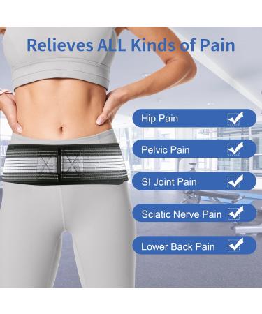 Sciatica Pain Relief Belt - Adjustable Si Joint Belt for Women & Men (Medium/Large 32-47 in) - Relieve Hip & Lower Back Pain - Buy Online on GoSupps.com