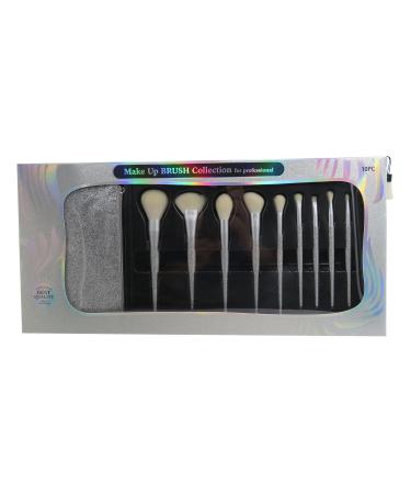 Premium 10-Piece Makeup Brush Set - Silver Glitter Collection | International Shipping Available - Buy Online on GoSupps.com
