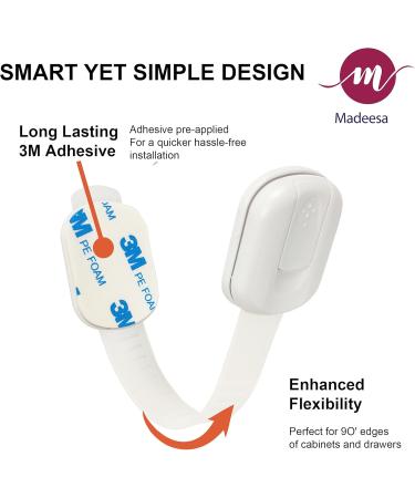 Child Safety Strap Locks - 10 Pack - Childproof Cabinet Locks & Straps - Adhesive Baby Proofing Cabinet Lock Door Lock for Kids Safety (White) - Buy Online on GoSupps.com