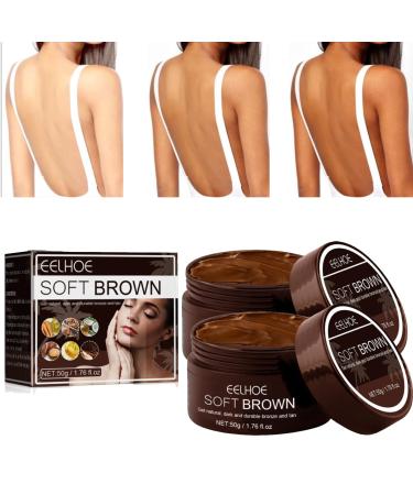 Eelhoe Tanning Gel Brown Tanning Gel Eelhoe Soft Brown Intensive Tanning Luxe Gel Sunless Tanner Eelhoe Tanning Accelerator Cream for Sunbeds & Outdoor Sun Self Tanner for Natural Tan Skin (2pc)
