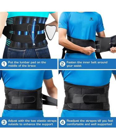 Back Brace with Warm Lumbar Pad - Ergonomic Waist Support for Lower Back Pain Relief | Medium Black | Ideal for Work & Sports - Buy Online on GoSupps.com