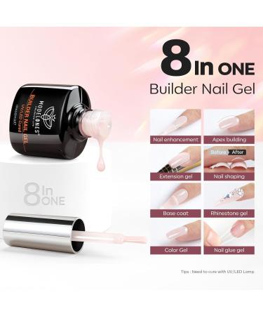 Modelones Pink Builder Gel Set - Professional Nail Primer & Dehydrator for Superior Bonding and Strength - Extension Builder Gel in a Bottle for Nail Hard Gel - Nude Pink Shade - Buy Online on GoSupps.com