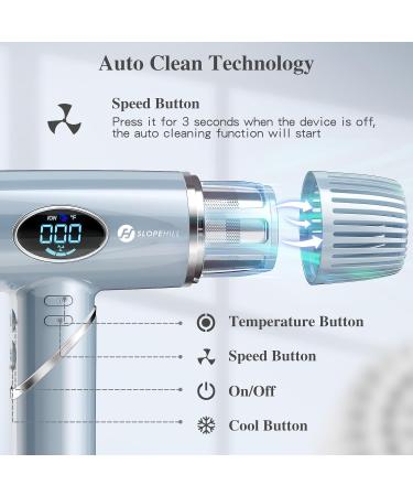 Ions F hn 2000W Hair Dryer | Quick Drying Brushless Engine Quiet & Lightweight | Magnetic Diffuser Long Cable & LCD Display | Ideal for Home Salon & Travel - Blue - Buy Online on GoSupps.com