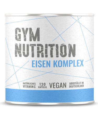 Vegan iron complex iron + kuper + vitamin B2 + vitamin B12 + natural vitamin C high dose 130 capsules vegan and without additives- environmentally friendly packaging- filled in Germany 130 pieces (1 Pack) - Buy Online on GoSupps.com