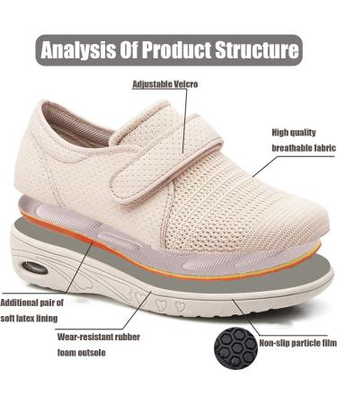 Blue Diabetic Shoes for Women | Wide Width Edema Sneakers for Swollen Feet | Elderly Walking Shoe with Velcro | Lightweight Non-Slip Breathable - Buy Online on GoSupps.com