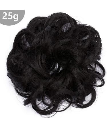 Jet Black Updo Hairpiece Scrunchie 25g - Wavy Curly Messy Bun Chignon Ponytail Extensions - Buy Online on GoSupps.com