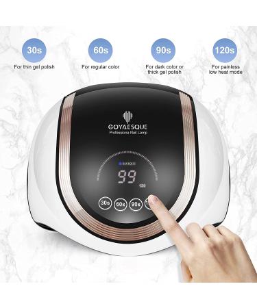 GOYAESQUE 180W UV LED Nail Lamp for Fast Drying Gel Polish - Professional Curing Lamp with 4 Timer Smart Sensor and LCD Display - Buy Online on GoSupps.com