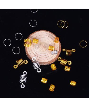 120 Pieces Aluminum Hair Coil Dreadlocks Hair Braid Rings Dreadlocks Metal Hair Cuffs Hair Braiding Beads for Hair Accessory (Gold and Silver) - Buy Online on GoSupps.com