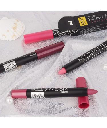 3 Colors Moisture Smooth Longwear Lipstick Set - Matte Finish Lip Crayon Pack for Makeup Collection - Waterproof Velvet Lip Gloss Stain - Nourishing Formula (01# 04# 07#) - Buy Online on GoSupps.com