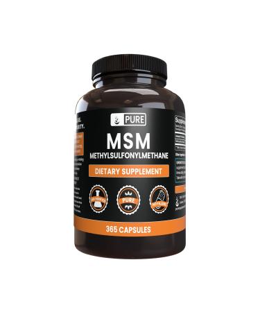 PURE ORIGINAL INGREDIENTS MSM (365 Capsules) No Magnesium Or Rice Fillers Always Pure Lab Verified 180.0 Servings (Pack of 1)