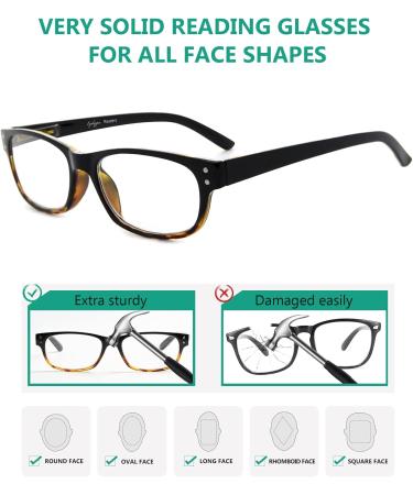 Eyekepper Classic Reading Glasses for Men - 5 Pack Spring Hinges Black-Tortoise Frame +1.50 Magnification - Stylish & Comfortable Readers - Buy Online on GoSupps.com