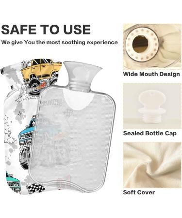 Colorful Monster Truck Hot Water Bottle with Cover - 2L Pain Relief for Sore Muscles & Arthritis - Buy Online on GoSupps.com
