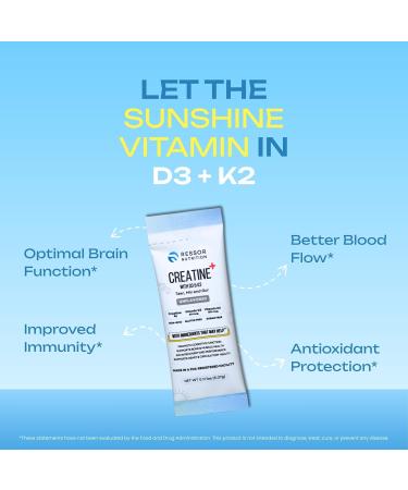 Ressor Creatine Monohydrate Powder for Men and Women 5g Micronized Creatine Travel Packs with Vitamin D3 2400 IU and Vitamin K2 120mcg - Buy Online on GoSupps.com