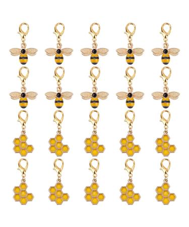 SUNNYCLUE 1 Box 40Pcs Stitch Markers Crochet Stitch Marker Cute Honey Bee Charms Honeycomb Charm Clip On Removable Lobster Clasp Charm Locking Knitting Markers for Weaving Sewing Quilting 0.27/pc 40pcs Honey Bee Stitch M...