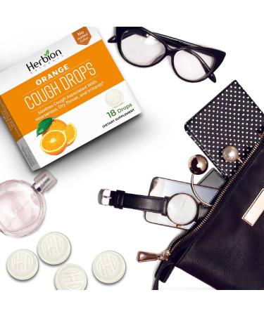 HERBION Naturals Cough Drops with Natural Orange Flavor Dietary Supplement Soothes Cough for Adults and Children Over 6 Years 18 Drops Pack of 6 - Buy Online on GoSupps.com
